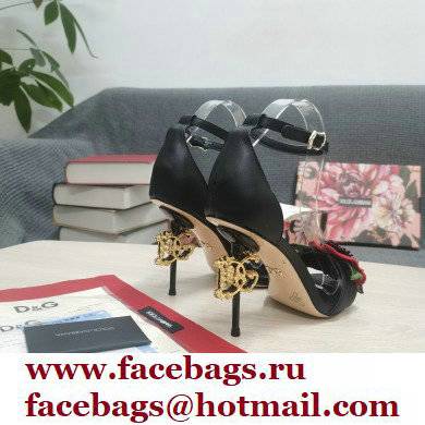 Dolce  &  Gabbana DG Logo Heel 10.5cm Black Red Roses Sandals Black 2022